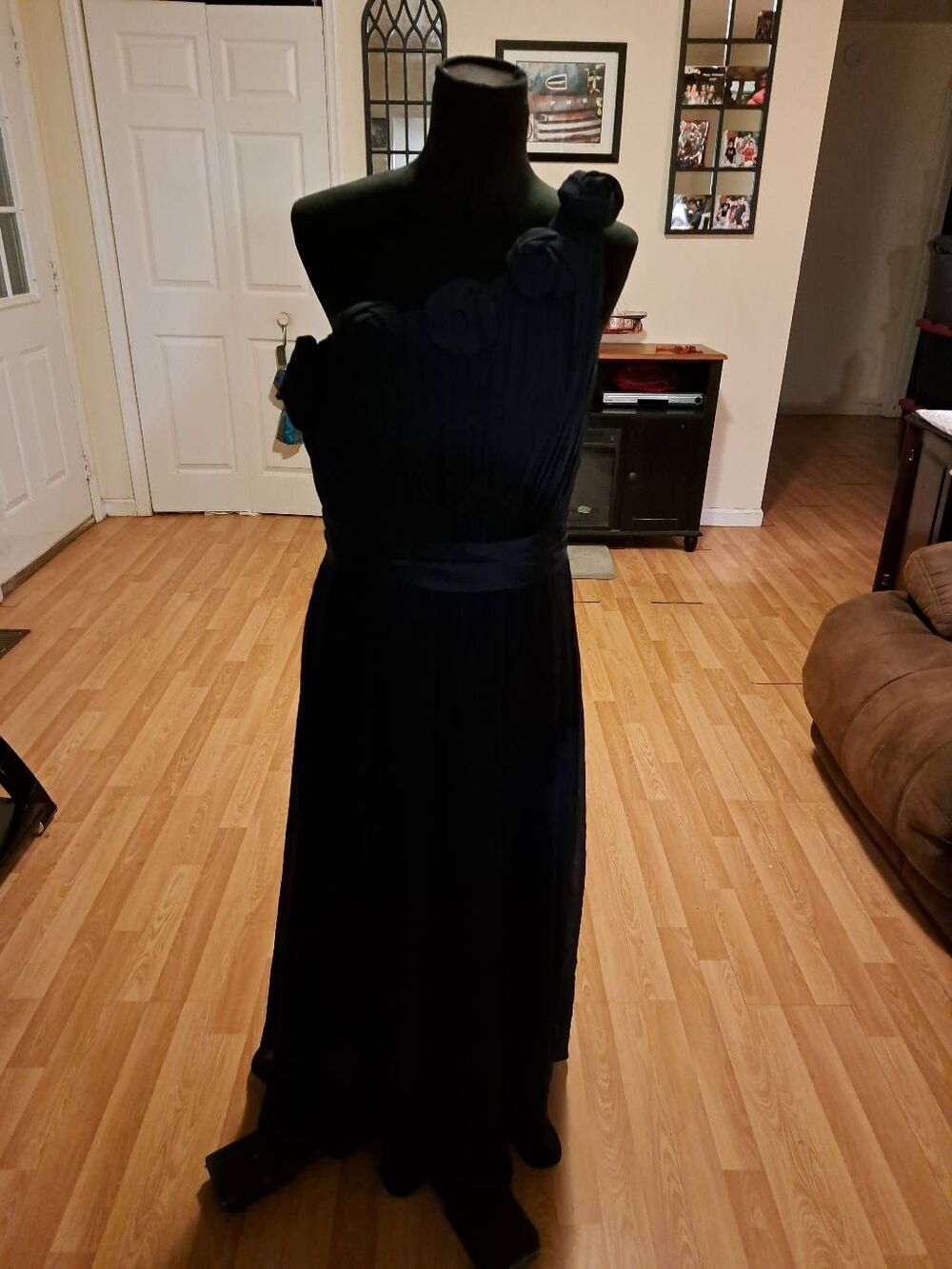 Light in the Box Blue Rosette One Shoulder Off Shoulder Formal Maxi Dress Medium